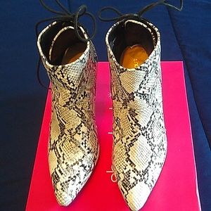 Snake-print ankle booties